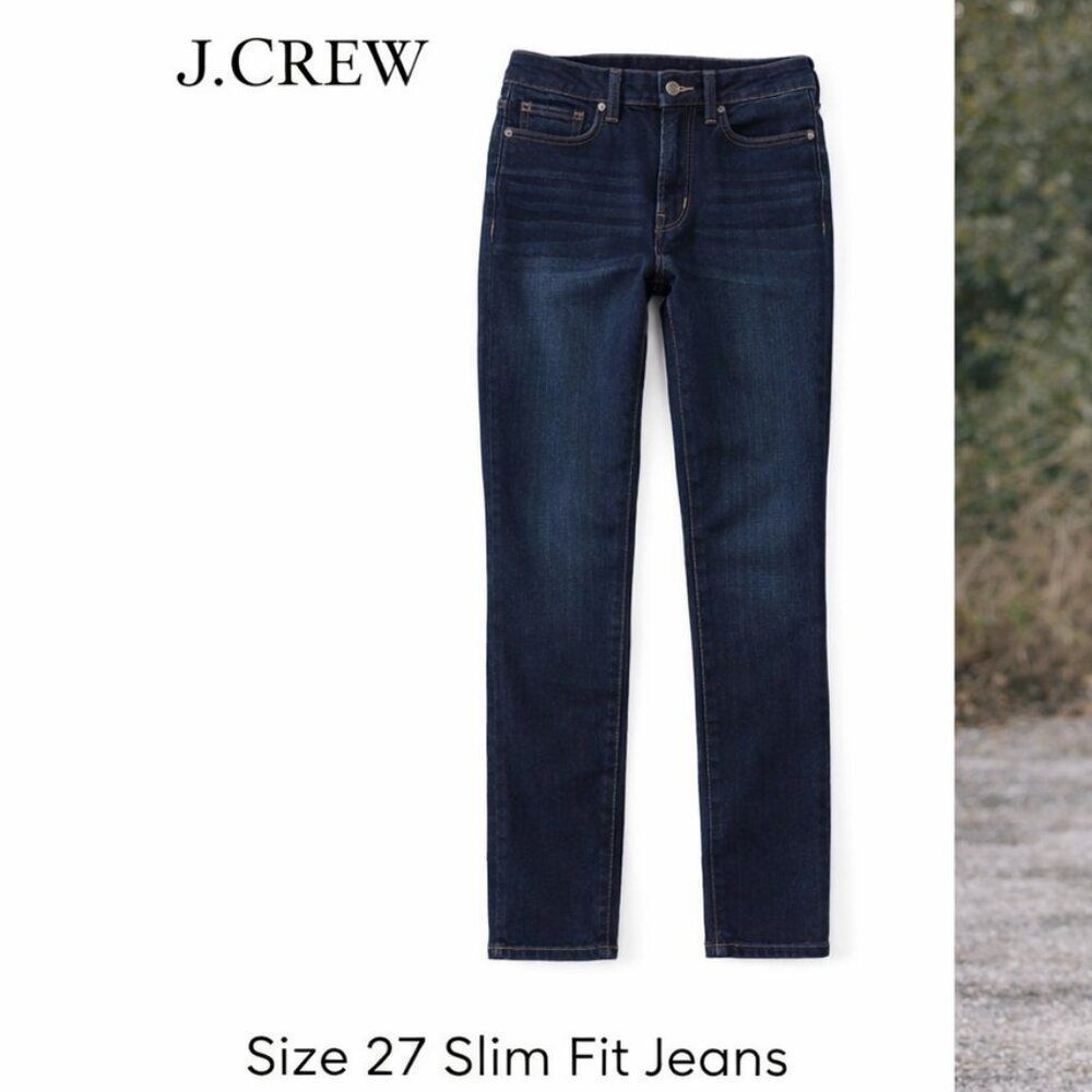 J.Crew Toothpick Skinny Jeans 27 Dark Wash Blue Stretch Denim 9” Rise Classic